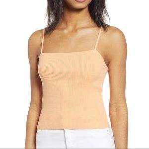 BP Straight Up Ribbed Tank Top Coral Wash Size S